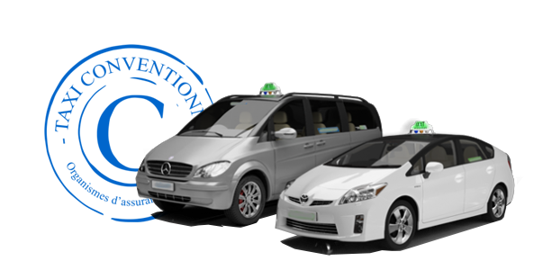 Macaron Taxi conventionné – organismes d'assurance maladie, avec deux véhicules conventionnés